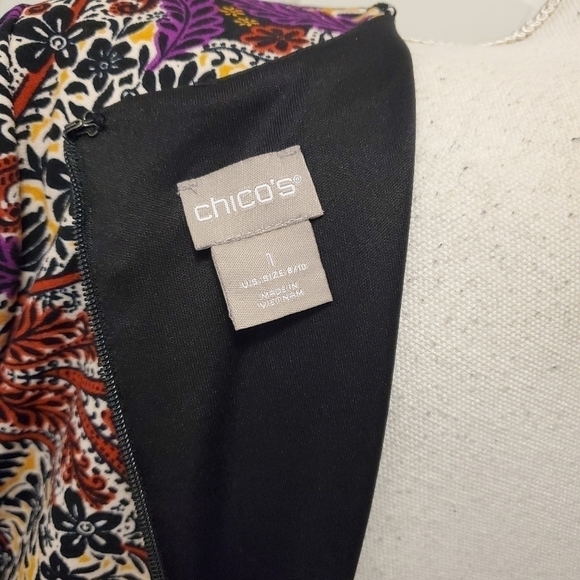 Chico's Medallion Print Sheath Dress Multicolored Size 8/10 = 1 - Picture 9 of 14